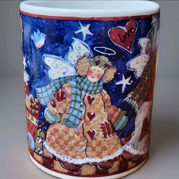 Susan Winget Angel Tots Christmas Mug CIC Folk Art Angels Bears Holiday - Picture 3 of 9